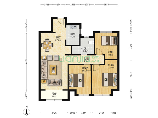 锦绣城雅园二期 3室1厅1卫 109平方