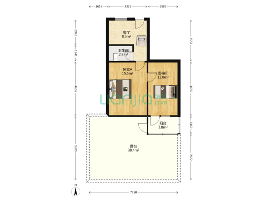 安徽省粮食局机关服务中心 2室1厅1卫 56平方
