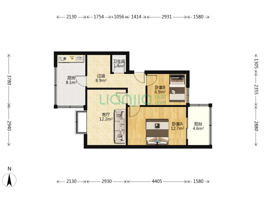 大渡口南街14号 2室1厅1卫 62平方