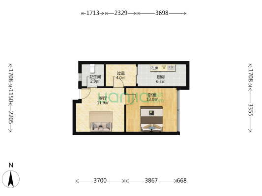 马厂子36号 1室1厅1卫 42平方