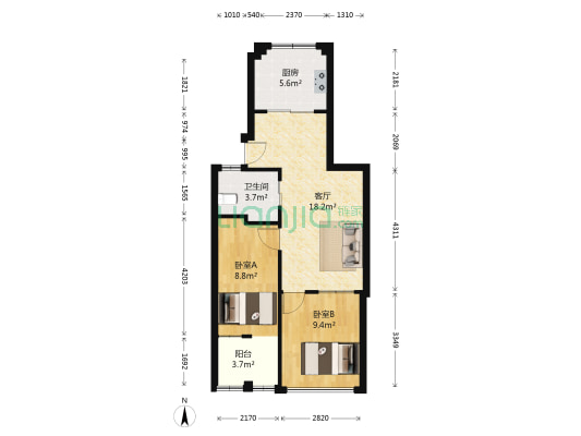 同春小区西区 2室1厅1卫 53平方