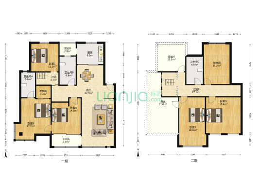 书院二村 5室1厅3卫 140平方