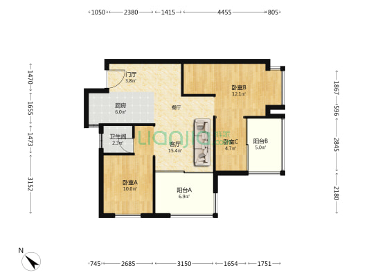 山海湾金澜锦翠 3室1厅1卫 79平方
