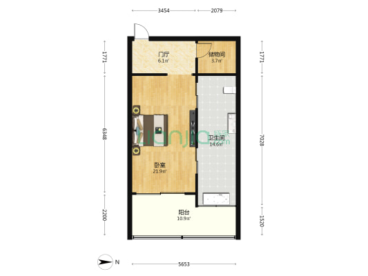 三亚湾红树林度假世界 1室0厅1卫 76平方