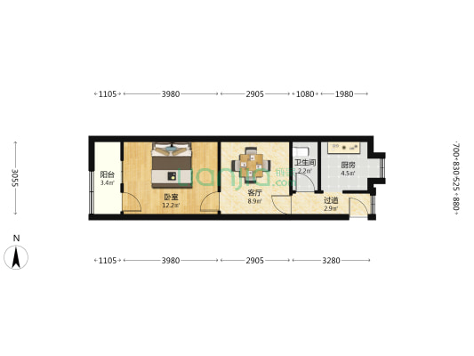 出新巷 1室1厅1卫 45平方