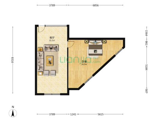 富丽华国际商务中心 1室1厅0卫 95平方