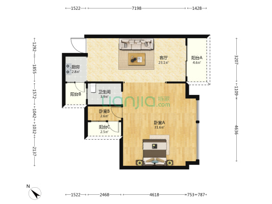 山水芳邻四期 2室1厅1卫 91平方