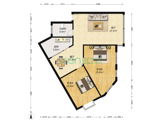 美润幸福家园 2室2厅1卫 101平方