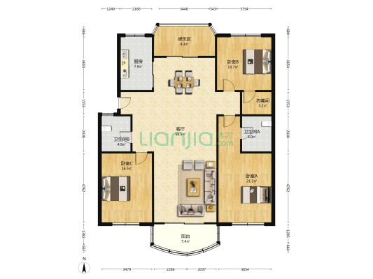 横街西园北区 3室1厅2卫 171平方