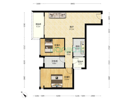 惠升家园 2室1厅1卫 84平方