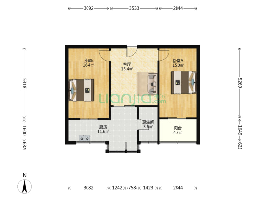 五建小区 2室1厅1卫 69平方
