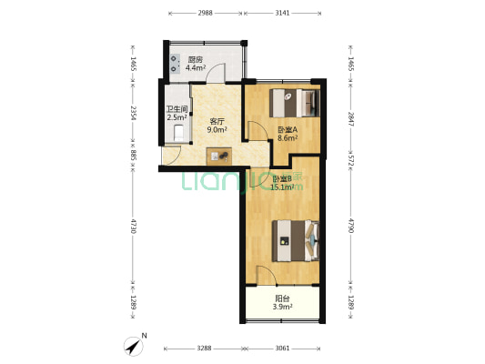 省种子公司宿舍 2室1厅1卫 53平方