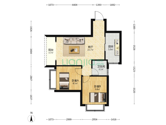 顺风亭二期 2室1厅1卫 72平方