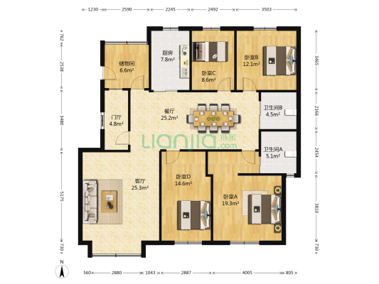 太阳世家云杉居 4室2厅2卫 167平方