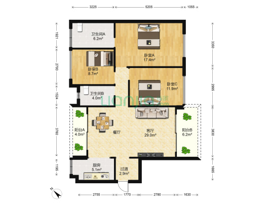 金禧水岸 3室1厅2卫 118平方