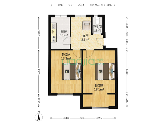唐蔡路71到115号 2室1厅1卫 56平方