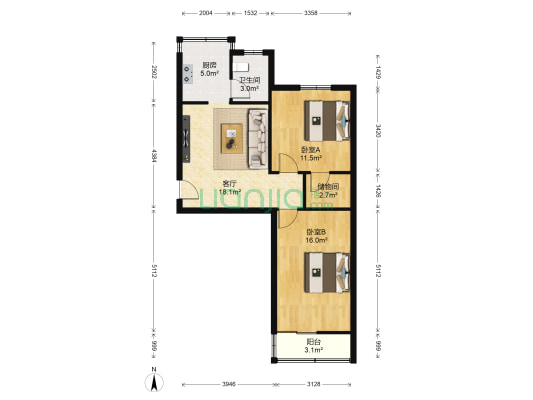 西光新区小区 2室1厅1卫 67平方