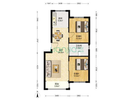 抱龙明珠五期 2室1厅1卫 80平方
