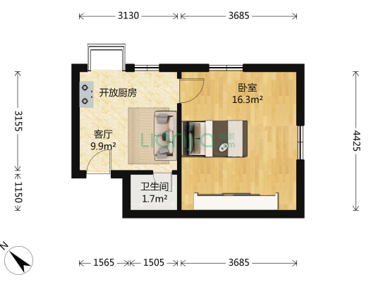 长春街31号 1室1厅1卫 37平方