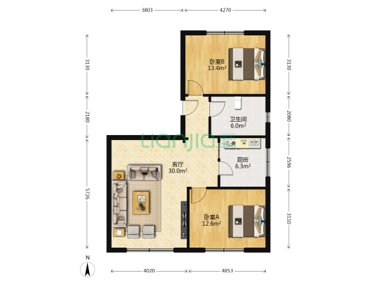 玉门石油大厦家属院 2室1厅1卫 93平方