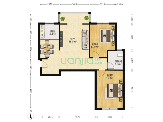 书芳苑 2室1厅1卫 96平方