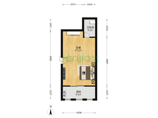 天水e城 1室0厅1卫 57平方