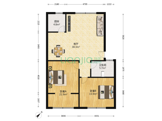佳桥公司家属院 2室1厅1卫 106平方