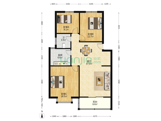 怡园小区东区 3室1厅1卫 111平方