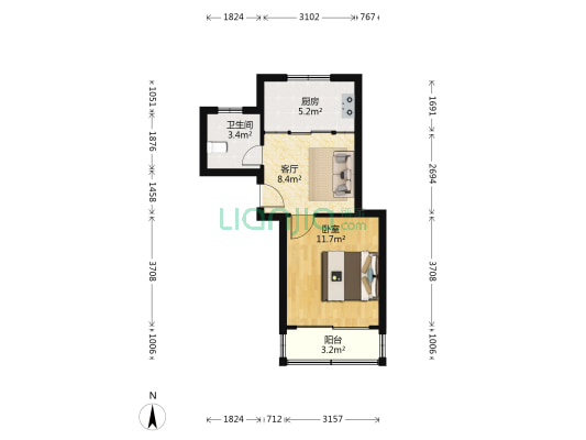 古宫新村一期 1室1厅1卫 50平方