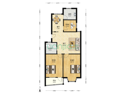 通金路 3室2厅1卫 99平方