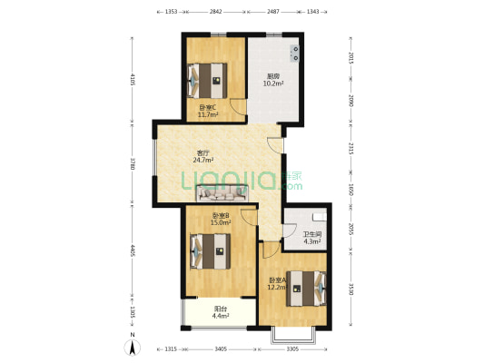 天景美地 3室1厅1卫 112平方