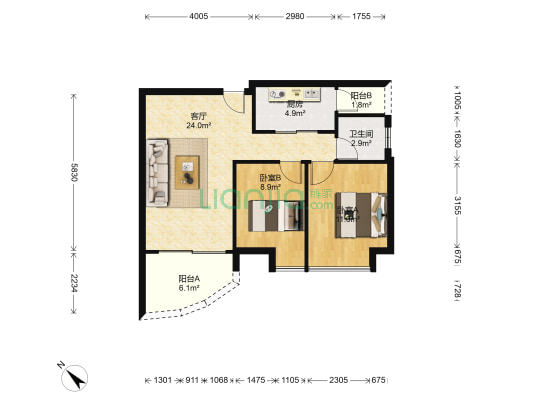 浅水湾 2室1厅1卫 68平方