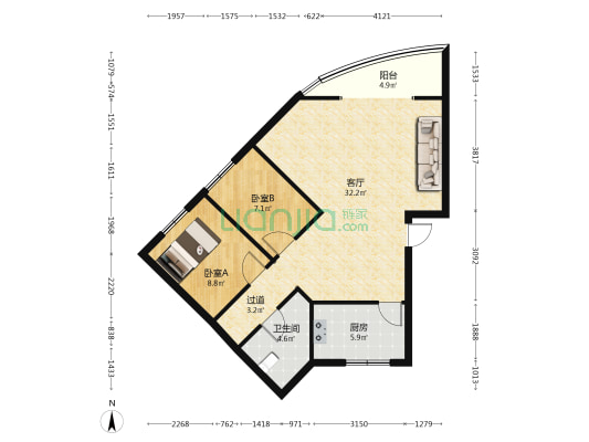 北苑公寓 2室1厅1卫 82平方