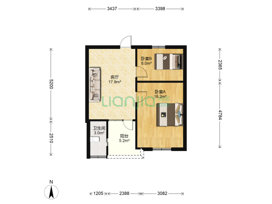 省卫校宿舍 2室1厅1卫 61平方
