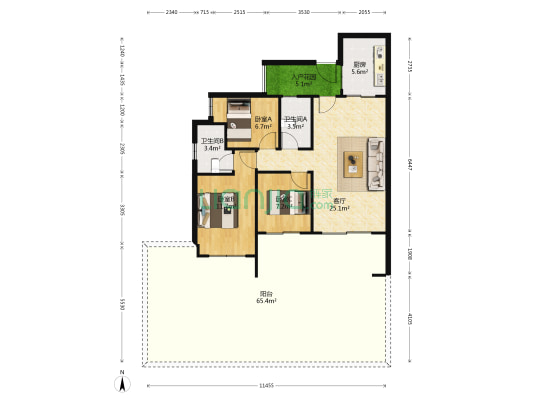 碧桂园凤凰城 3室1厅2卫 97平方