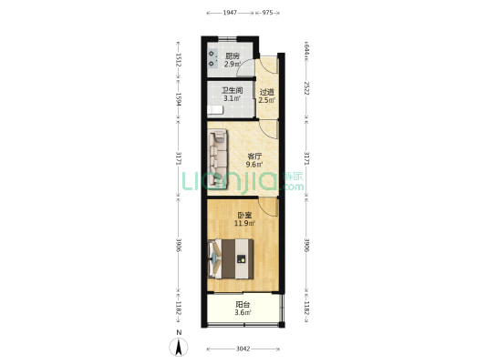 邯郸小区 1室1厅1卫 43平方