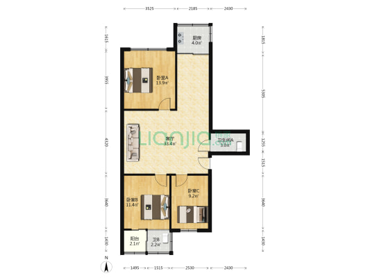 康宁巷 3室1厅2卫 97平方