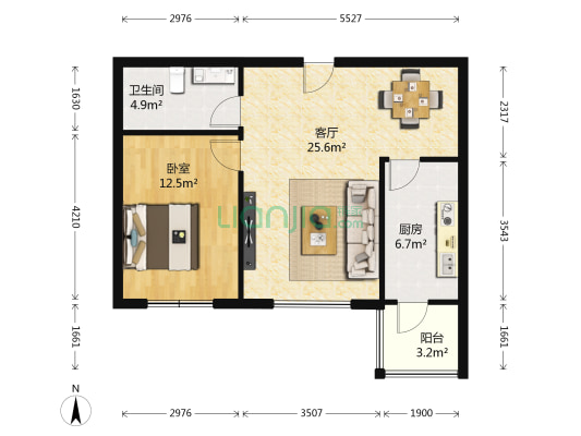 民生尚都和园 1室1厅1卫 74平方