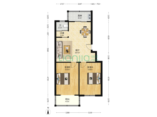 卫岗综合楼 2室1厅1卫 74平方