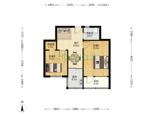 带城桥弄散盘 2室1厅1卫 60平方