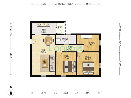 环北街 3室1厅1卫 103平方