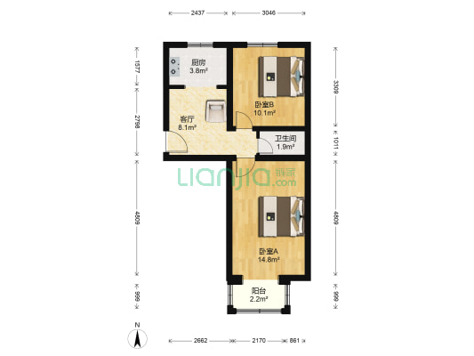 车站北里 2室1厅1卫 55平方