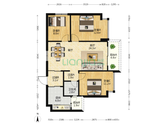 隆盛府 3室1厅1卫 108平方