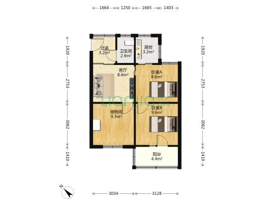 制漆厂家属院 2室1厅1卫 63平方