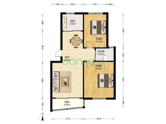 太丰小区 2室1厅1卫 87平方