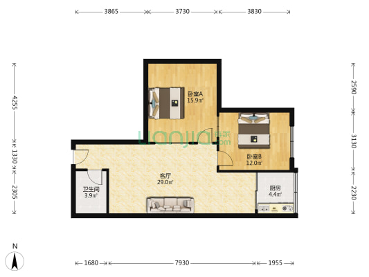 酱菜厂宿舍 2室1厅1卫 79平方