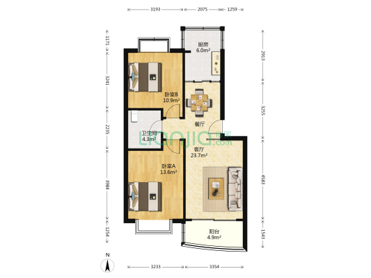 广业小镇北区 2室1厅1卫 76平方