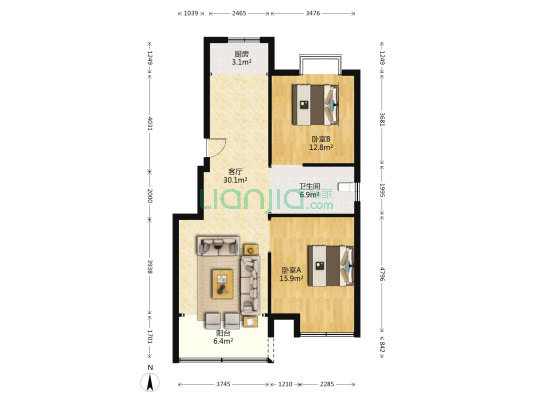 玉龙湾 2室1厅1卫 96平方