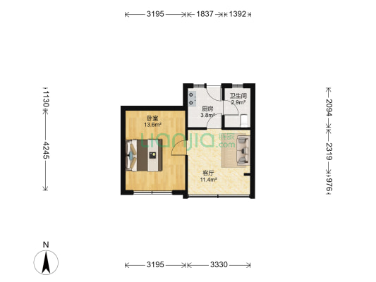 新德四村 1室1厅1卫 37平方