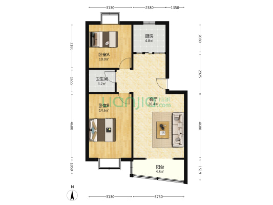 温馨家园(新沂市) 2室1厅1卫 81平方